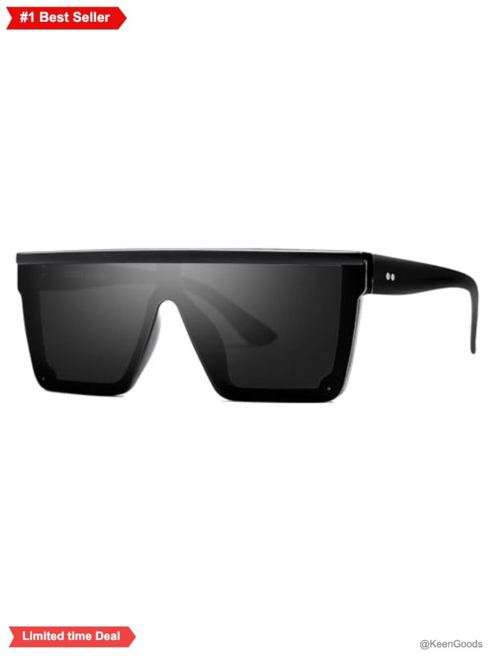 Square Sunglasses Thick Frame FlatTop Siamese Lens Large